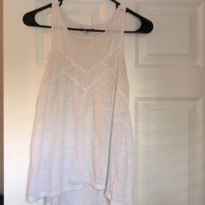 White tank top with lace like detailing